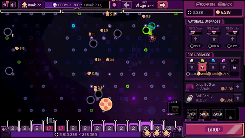 Dark neon stage with glowing rings.